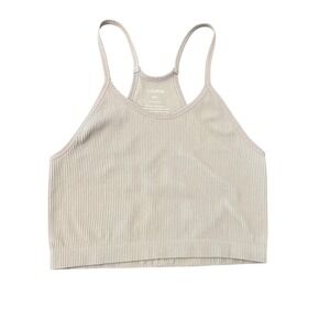 Ododos Ribbed Seamless Crop Top Womens M/L Grey Racerback Tank 1653